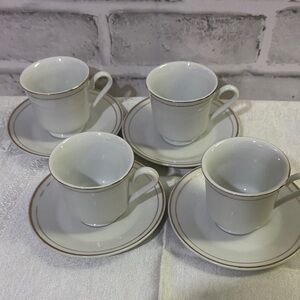 Lady Grace Elegant White espresso Mug Set with Gold Accents  set of 4